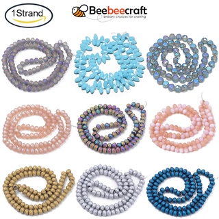 Beebeecraft ลูกปัดแก้วชุบไฟฟ้า เคลือบด้าน AB 6x4.5 มม. 1 เส้น