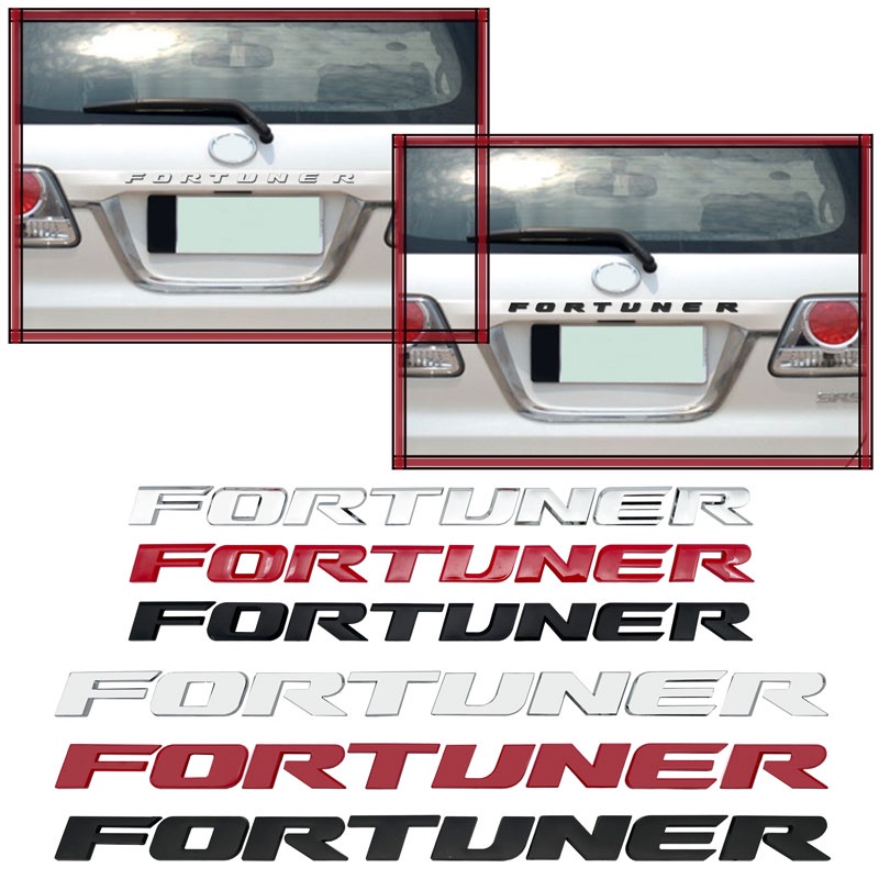 สําหรับ Fortuner อุปกรณ์ตกแต่งรถยนต์ 3D สติกเกอร์รถตัวอักษร Hood Emblem Chrome Plated โลโก้ Badge สําหรับ Toyota Fortuner ชุบ VIP