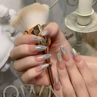 พร้อมส่งจากไทย เล็บปลอม【แบบยาวพิเศษ】 24ชิ้น ฟรีกาว 🍭High Class PVC Fake LONG+ nails mama studio