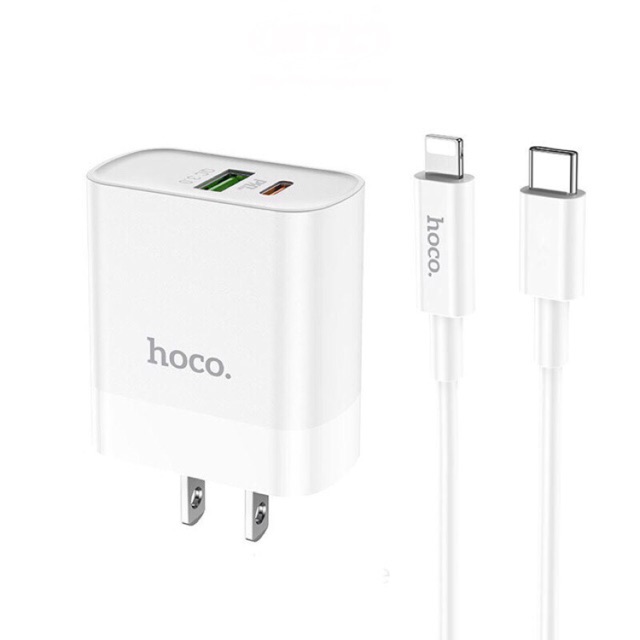 เครื่องชาร์จเร็ว IP18W พร้อมพอร์ต USB และ pd 2 พอร์ต พร้อมสาย type c ถึง Hoco C80