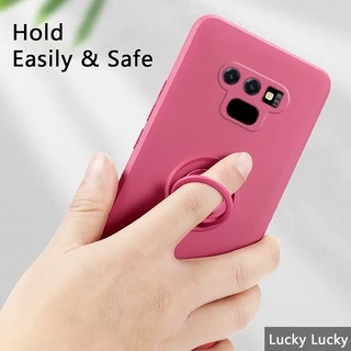 เคส Samsung Note9 ป้องกันกล้องเต็มรูปแบบซิลิโคนเหลวเคสกันกระแทกที่ใส่แหวนแม่เหล็กยืนเชือกเส้นเล็ก Samsung Galaxy Note 10 20 Ultra