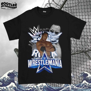 เสื้อยืดผ้าฝ้ายCOTTON เสื้อยืด พิมพ์ลาย Wwe The Rock WrestleMania 2000 | เสื้อเชิ้ต ลาย The Rock SmackdownS-5XL