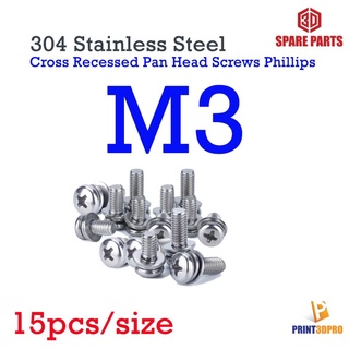 304 Stainless Steel Cross Recessed Pan Head Screws Phillips Screws Bolts With Nut Washer น็อตหัวแฉก