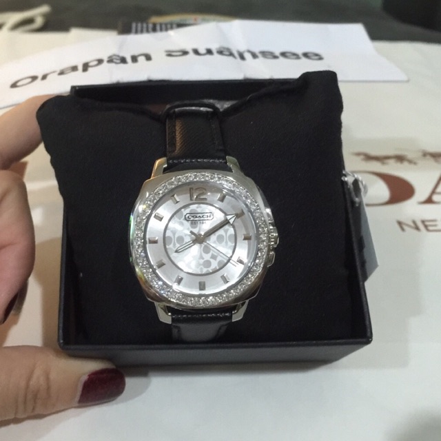 นาฬิกา  Coach ผู้หญิง  สายหนังดำล้วน
