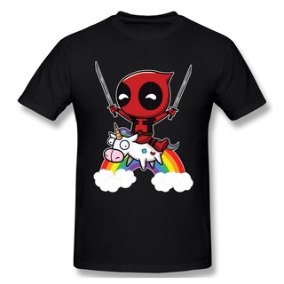 [S-5XL]เสื้อยืดผ้าฝ้าย พิมพ์ลายยูนิคอร์น Deadpool สีรุ้ง ใส่สบาย เหมาะกับของขวัญ แฟชั่นสําหรับผู้ชาย 2022