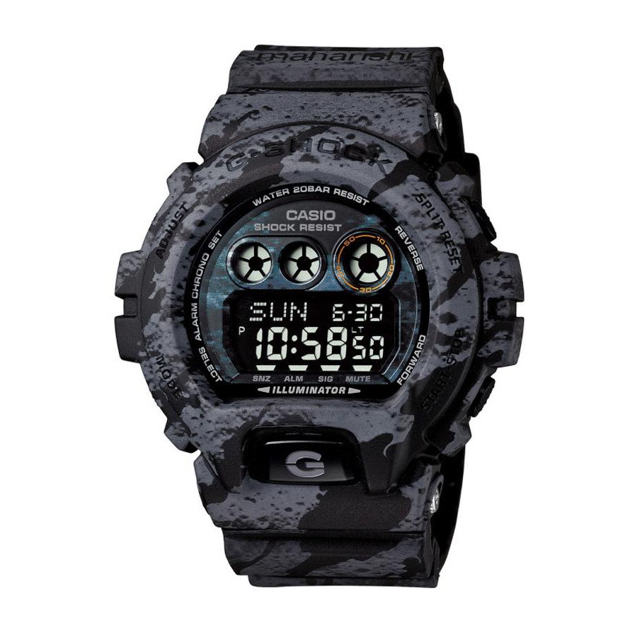 Casio G-Shock นาฬิกาข้อมือผู้ชาย สายเรซิ่น รุ่น GD-X6900MH-1 MAHARISHI LIMITED EDITION - สีพรางดำ/เทา
