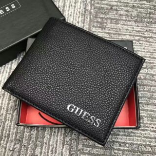 🐣GUESS Classic Mens Short Wallet🐣 กระเป๋าสตางค์แบบพับ 2 ตอน สีดำ