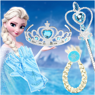 2 ชิ้น / เซ็ต Frozen Elsa Anna Crown + ไม้กายสิทธิ์ เสื้อผ้าเด็ก อุปกรณ์เสริม Toys