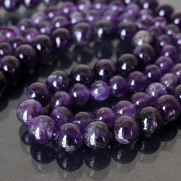 Nicebeads 4 6 8 10 มม.ลูกปัดสีม่วงธรรมชาติ Amythest ลูกปัดหิน DIY ลูกปัดหลวมสําหรับผู้หญิงเครื่องประดับทําลูกปัด Strands