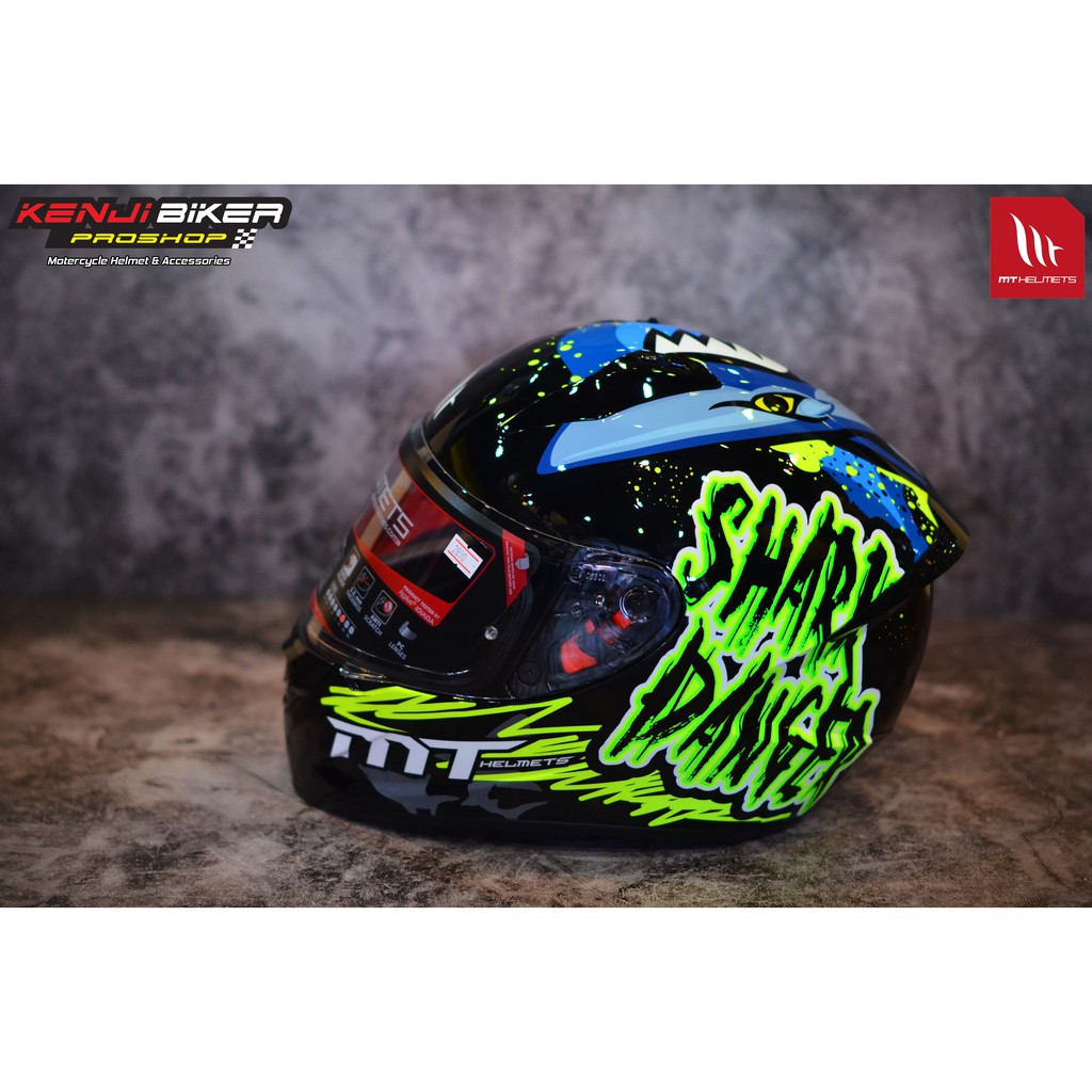 หมวกกันน็อค เต็มใบ MT HELMETS STINGER SHARK Gloss Fluo Yellow ลายใหม่ล่าสุด !! (เงา)