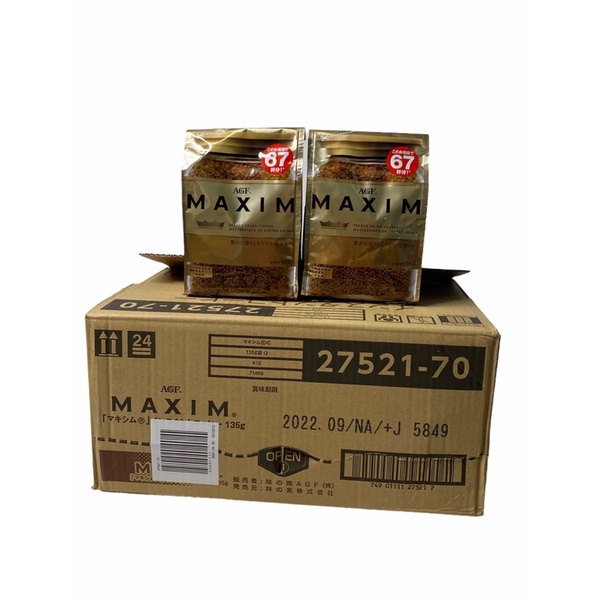 MAXIM Freeze Dried Coffee,แม็กซิม กาแฟนำเข้าจากญี่ปุ่น ORIGINAL GOLD ชนิดถุงเติม รุ่น 135g M ขนาดกลา