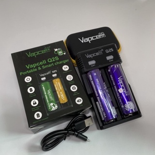 Vapcell เครื่องชาร์จพร้อมถ่านของแท้(Vapcell INR21700 5000mAh 15A 3.7V ม่วง+เครื่องชาร์จรุ่น Q2S)