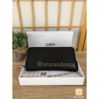 กระเป๋าสตางค์ใบยาวสีดำZARA Classic Pu Leather Zipper Wallet ส่งฟรี EMS