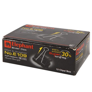 คลิปดำ 40 มม. (12 ตัว/กล่อง) ตราช้าง E109/Black Clip 40 mm. (12 pcs / box) Elephant E109