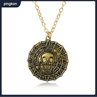 Tdg สร้อยคอ จี้เหรียญโจรสลัด Aztec โลหะผสม สีทอง ของขวัญวันเกิด สําหรับผู้ชาย