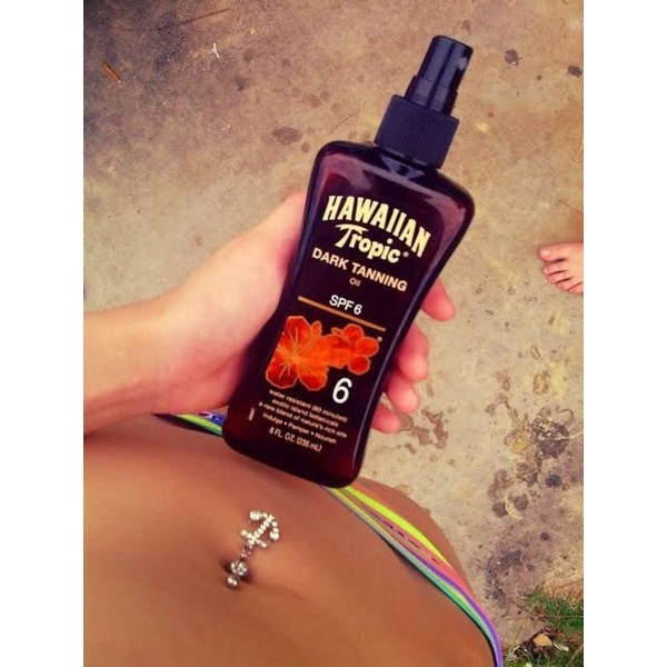 ออยล์อาบแดด ผิวแทน Hawaiian Tropic Dark Tanning oil spray Spf4 Vitamin E อาบแดด น้ำมันมะพร้าว ฮาวายเ