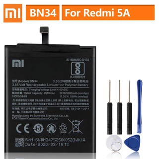 แบตเตอรี่ทดแทนสำหรับXiaomi Mi Redmi 5A Redrice 5A BN34 ของแท้แบตเตอรี่ 3000MAh