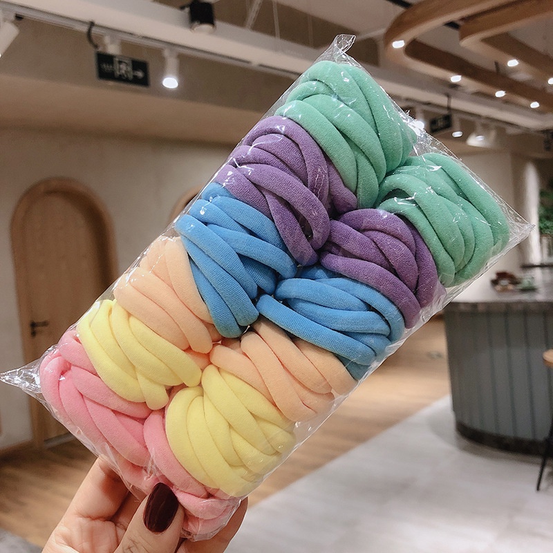 ที่คาดผมสีลูกกวาดที่คาดผมสไตล์เกาหลี ยางรัดผม แบบผ้า หลากสีสัน มีความยืดหยุ่นสูง ไร้ตะเข็บ