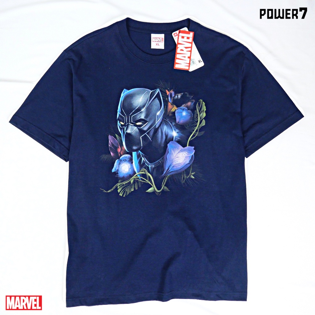 Power 7 Shop เสื้อยืดการ์ตูน มาร์เวล Black Panther ลิขสิทธ์แท้ MARVEL COMICS T-SHIRTS (MVX-184)