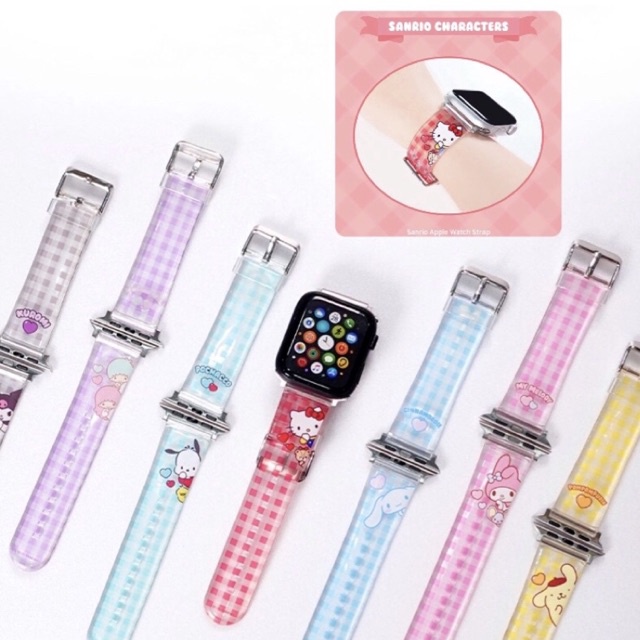 Sanrio : apple watch strap สายนาฬิกา 38/40mm 42/44mm คิตตี้ มายเมโลดี้ คุโรมิของแท้ red