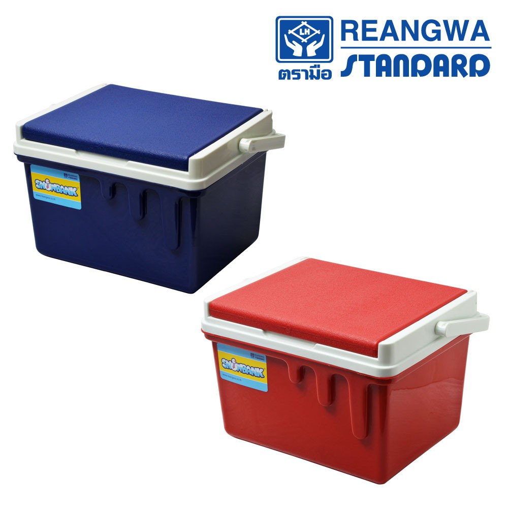 REANGWA STANDARD-SNOWBANK กระติกคูลเลอร์เหลี่ยม ฝาสไลด์ 13 ลิตร กระติกน้ำแข็ง สีแดง/น้ำเงิน RW 3000