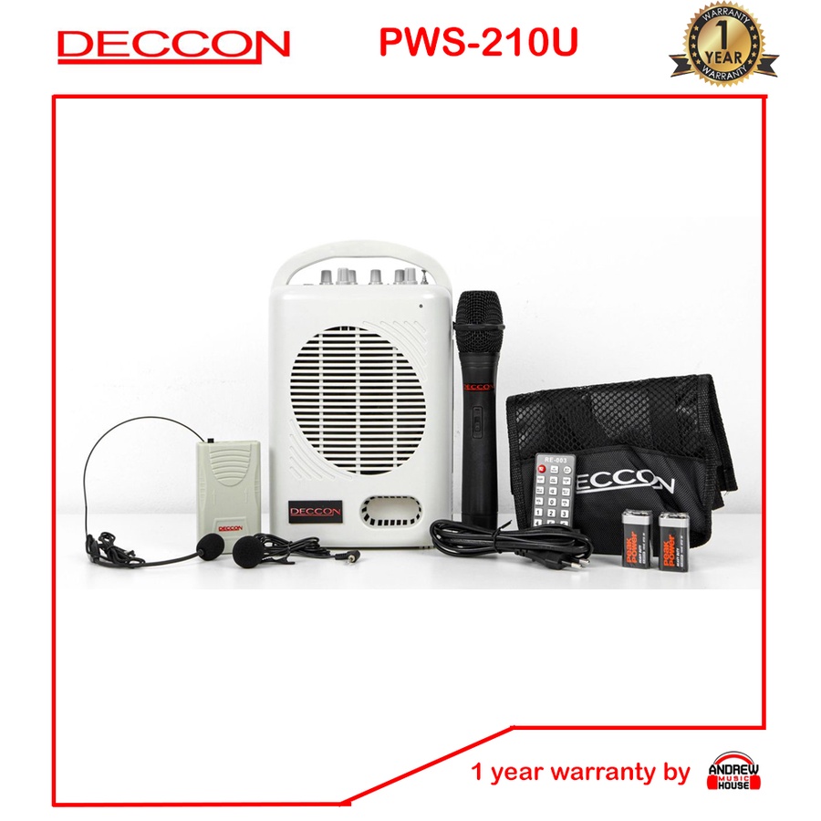 Deccon PWS-120U เครื่องขยายเสียงไร้สายแบบหิ้ว ลำโพงช่วยสอนพกพา/ลำโพงอเนกประสงค์ รองรับ Mic/FM/SD/USB