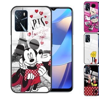 OPPO A16 A5 2020 A9 A53 A33 A53S A12 AX7 A31 A91 A52 A72 A92 A15S A15 OPPO A54 A74 5G A94 4G A92S Mickey Mouse Tempered Glass Cover Anti-Scratch Phone Case