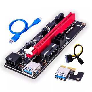 Pcie Riser Card ไฟเลี้ยง molex4pin 6pin Sata เครื่องขุด คริปโต **ตรวจเช็คสินค้าก่อนส่งทุกตัว**