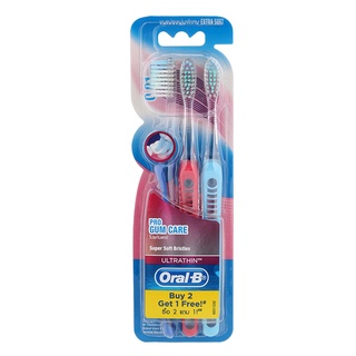 Oral B Ultrathin Pro Gum Care Extra Soft Toothbrush Pack 3ออรัลบีแปรงสีฟันอัลตร้าธินโปรกัมแคร์นุ่มพิเศษ แพค 3