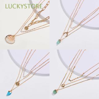 LUCKYSTORE Women Gifts Golden Chain Choker Bohemian Multilayer Necklace