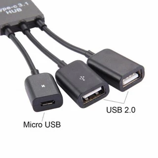 Type C Cable 3 in 1 USB C Type C OTG Host Cable Hub Cord Adapter Connector Splitter