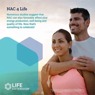 [แท้100%] NAC 600 mg Life Extension USA | บำรุงตับ ล้างพิษ เสริมภูมิคุ้มกัน ผิวใส | ฉลากใหม่ USA | 60 แคปซูล