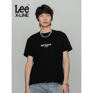 2022 ใหม่ Lee XLINE ฤดูใบไม้ผลิและฤดูร้อนผลิตภัณฑ์ใหม่รุ่นมาตรฐานหลายสีรอบคอพิมพ์เสื้อยืดแขนสั้นผู้ชาย LMT0000234LE สีดำ