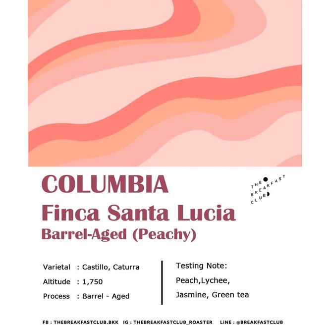 เมล็ดกาแฟคั่วอ่อนหอมพีช Columbia Finca Santa Lucia Peachy