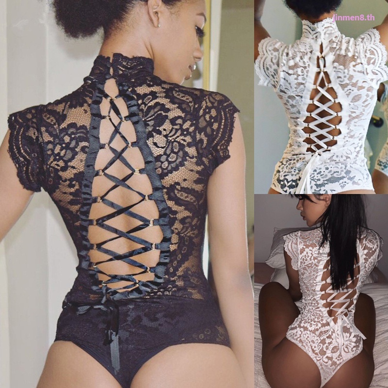 Sexy Women's Bodysuit Lace Sleeveless Jumpsuit Romper Leotard Tops