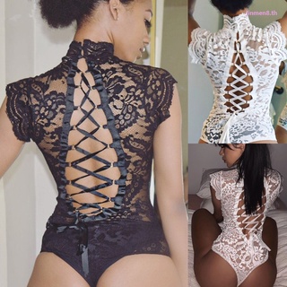 Sexy Womens Bodysuit Lace  Sleeveless Jumpsuit Romper Leotard Tops