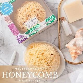 KALLA SPONGE ฟองน้ำธรรมชาติ ชนิด Honeycomb สีเหลือง ฟองน้ำ สำหรับอาบน้ำเด็กและทารก