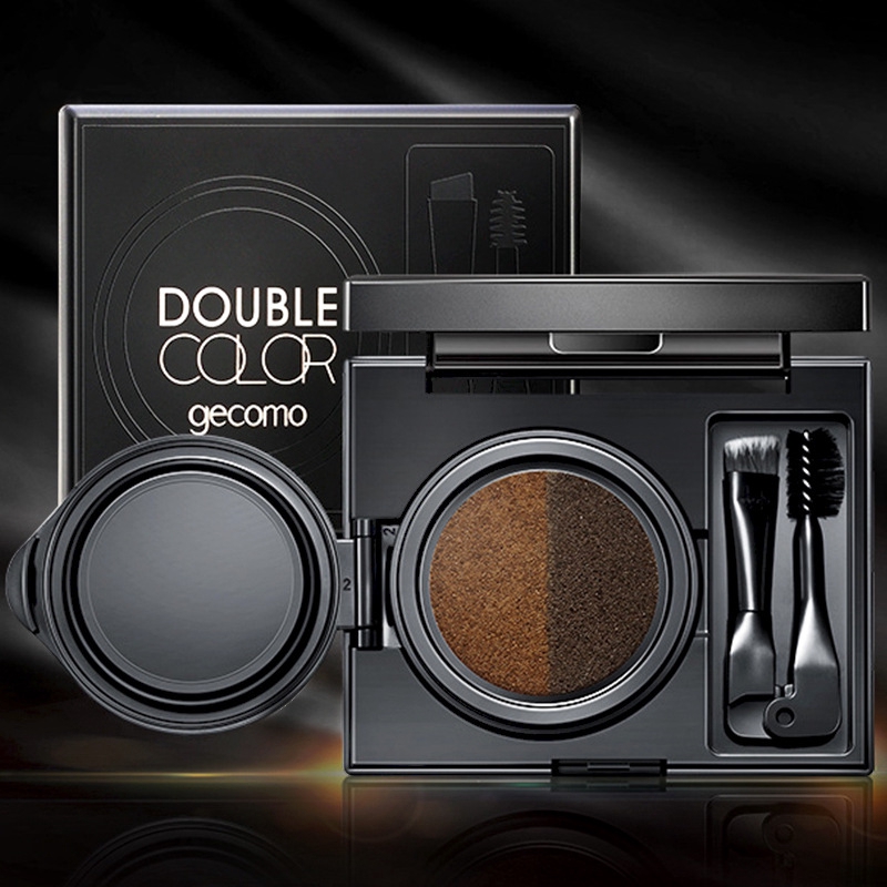 Gecomo Two-Color Fog Air Cushion Eyebrow Cream & Liquid Pencil, Long-Lasting Waterproof, No Makeup, Beauty Makeup