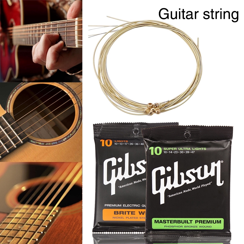 Gibson สายสะพายกีต้าร์ สายกีต้าร์โปร่ง/ไฟฟ้า Gibson ครบชุด 6เส้น เส้นแก้วคีโต สายจูงกระต่าย สายเอ็น 