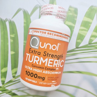 65% OFF ราคา Sale!! สินค้า EXP: 05-12/2023. คิวนอล ขมิ้นชันสกัด Extra Strength Turmeric 1000 mg 120 Softgels (Qunol®)