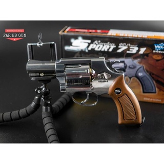 ของเล่น BB Gun Wingun 731 ลำกล้องขนาด 2.5 นิ้ว สีเงินด้ามน้ำตาล ระบบCo2