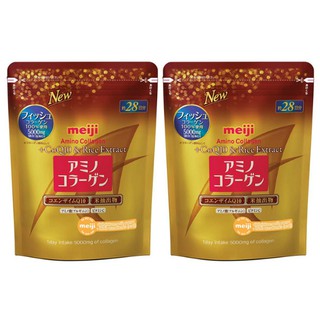 MEIJI คอลลาเจนผง เมจิ อะมิโน คอลลาเจน โคคิวเท็น สูตรคอลลาเจน เปปไทด์ และสารสกัดจากข้าว 5000 มก. ชุดละ 2 ถุง ถุงละ 196 กร