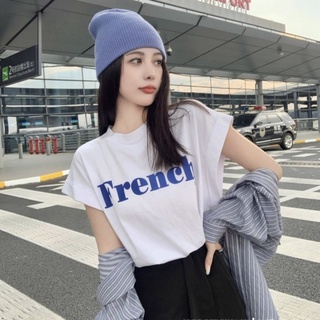 พร้อมส่ง💙เสื้อแขนกุดพับแขน oversize