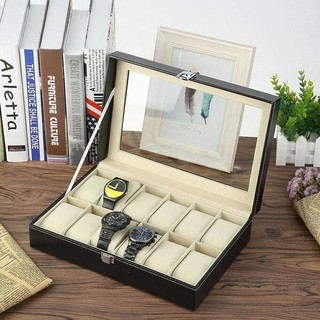 WATCH BOX กล่องเก็บนาฬิกา กล่องใส่นาฬิกา กล่องนาฬิกา 3 ช่อง 12ช่อง (สีดำ)