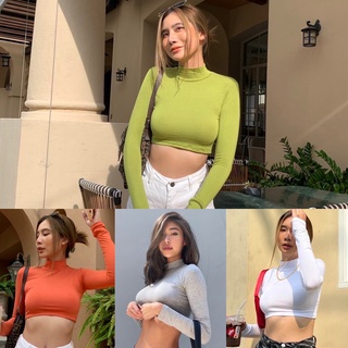 🌈🌈byGOODLUCK🌈🌈 เสื้อคอเต่า ครอปแขนยาว💕💕CROPTOP เสื้อคอเต่าแข…