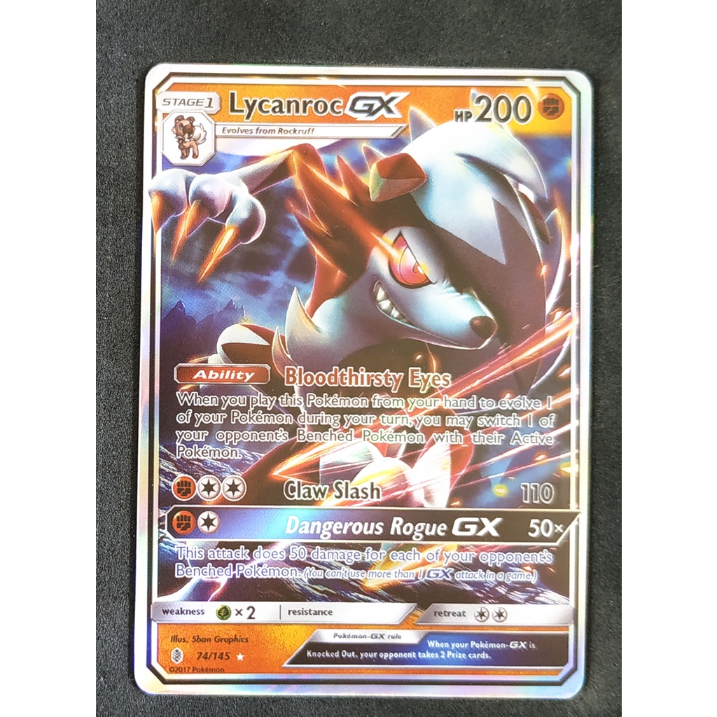 Lycanroc GX 74/145 รูเกากาน Pokemon Card (Matt Shadow Series) ภาษาอังกฤษ