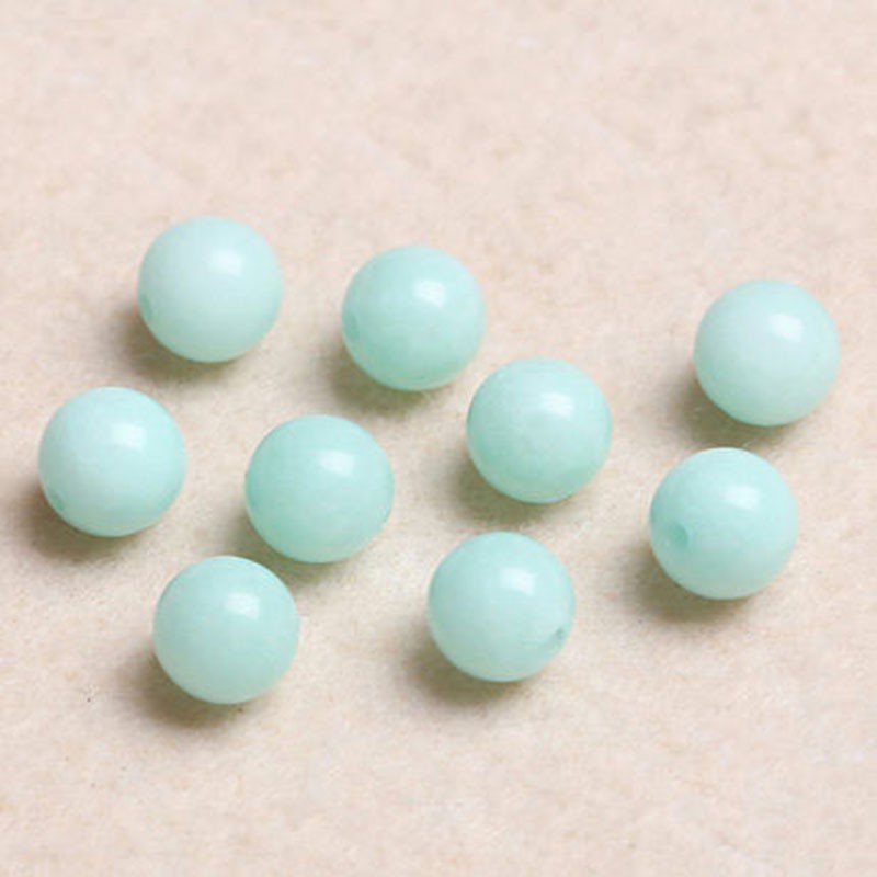 4A ธรรมชาติ Aqua Chalcedony ลูกปัดเดี่ยว DIY ลูกปัดคริสตัลเครื่องประดับทํา