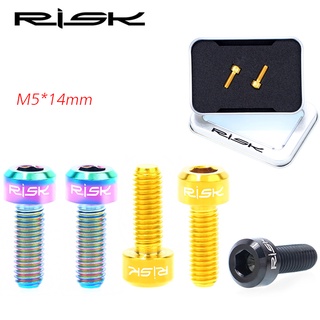 Risk สกรูเบรกไทเทเนียม 4 สี 4 สี m5*14 มม. สําหรับตีนผีจักรยานเสือภูเขา 2 ชิ้น