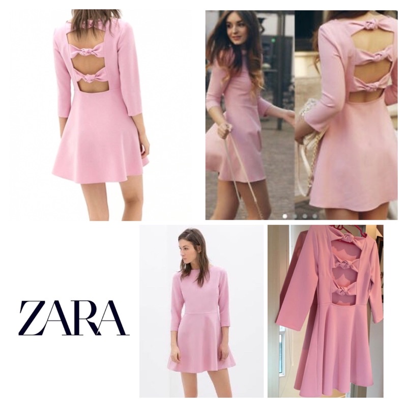 ❌SOLD❌ZARA- Pink Bow Back A Line Skater Dress🎀🎀🎀 Size L💯