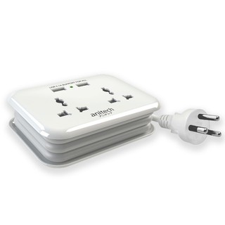 ปลั๊กไฟ (มอก.)+2USB 2 ช่อง 1 เมตร ขาว แอนนิเทค H9022Power plug (TIS) + 2USB 2 channels 1 meter white Anitech H9022